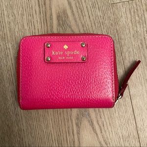 Kate Spade Leather Spencer Zip Cardholder - Hot Pink